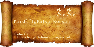 Királyfalvi Korvin névjegykártya